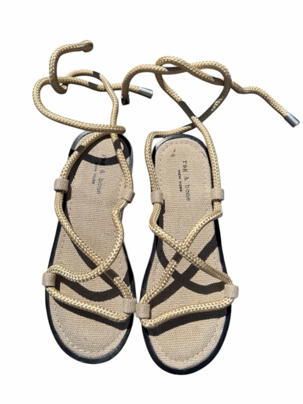 rag & bone Natural Rope Lace-Up Sandals 38.5